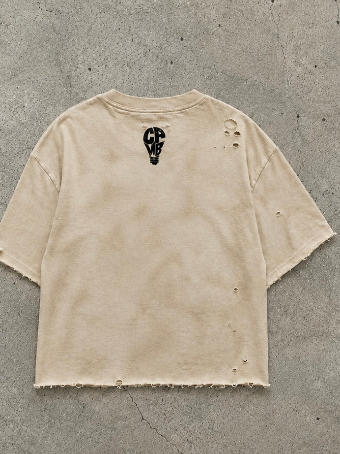 distressed Creativity Pays My Bills Tee — Coffee dye & distressed