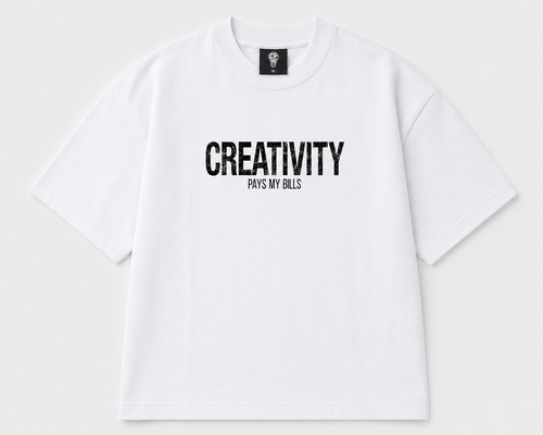 Creativity Pays My Bills white tee — front